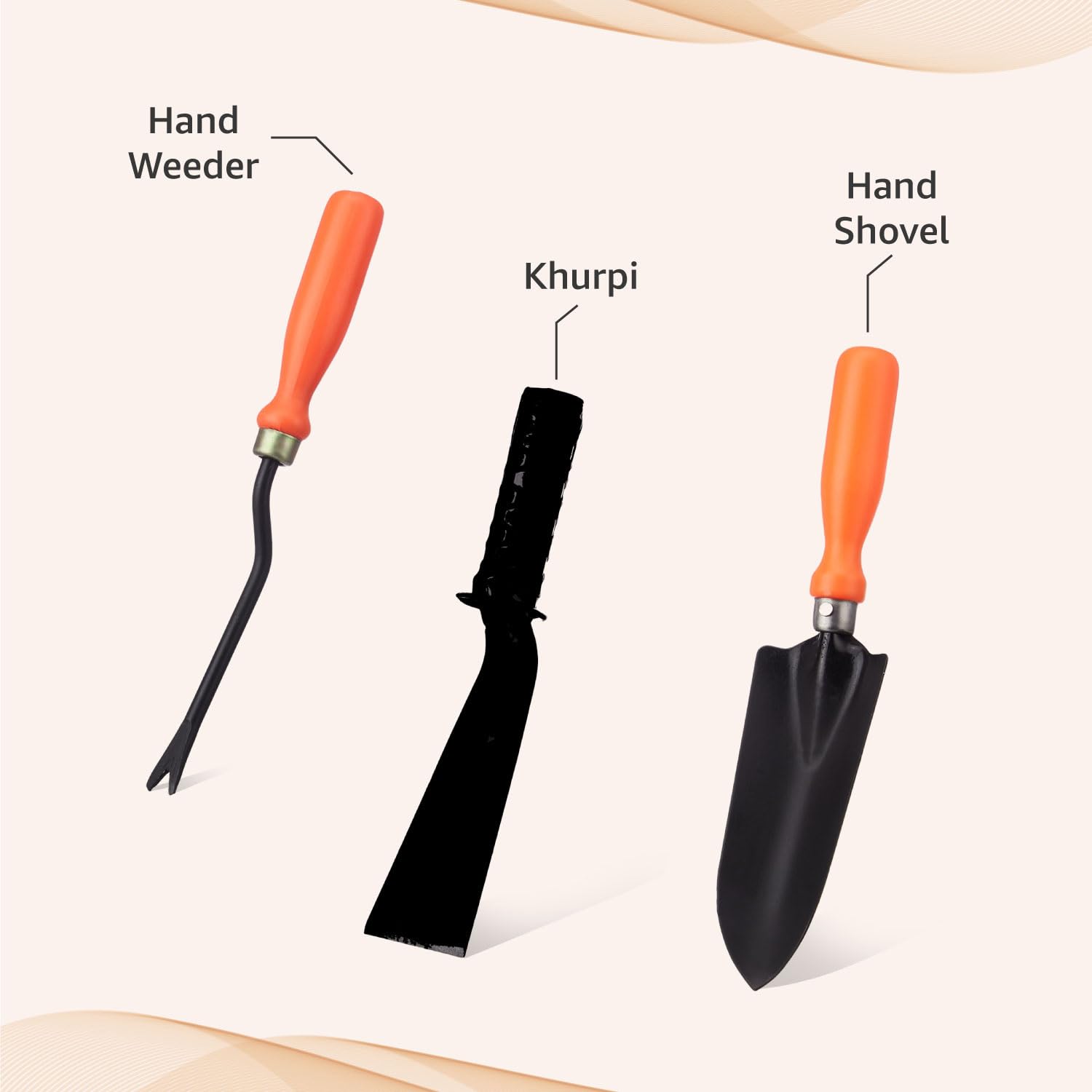 3-Piece Heavy-Duty Gardening Tool Set – Trowel + Cultivator + Hand Fork — For Planting, Transplanting, Digging & Weeding (Home & Terrace Garden Kit)