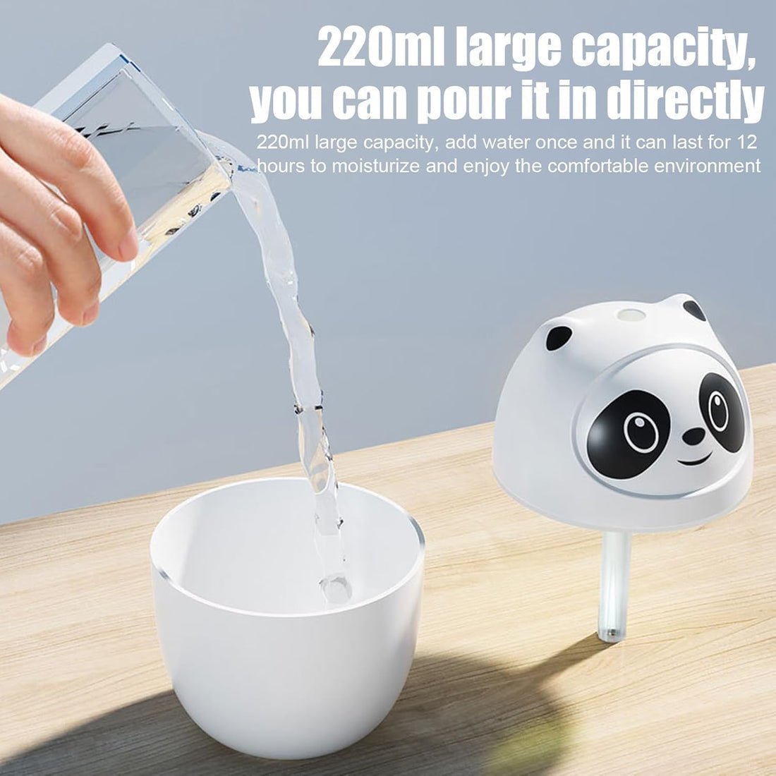 Panda Cool Mist Humidifier & Essential Oil Aroma Diffuser – Ultrasonic Quiet Air Humidifier for Room, Office, Car & Baby | Portable Moisture & Relaxing Night Light for Home (Panda)