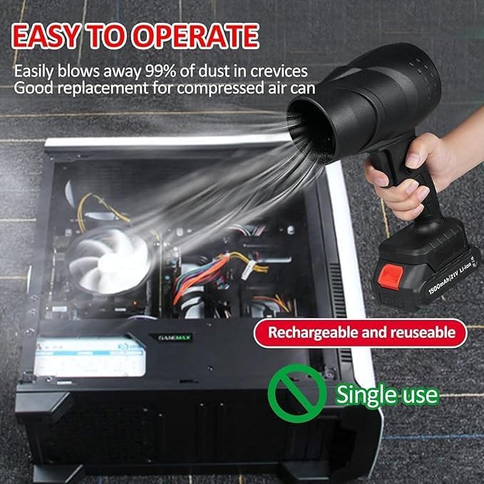 Electric Portable Air Blower,Turbo Jet Blower Cordless 48V,Handheld High Powerful Blow Brushless Motor for Extra runtime,Multipurpose Car,Home Corner, Road Cleaning 24 HRS