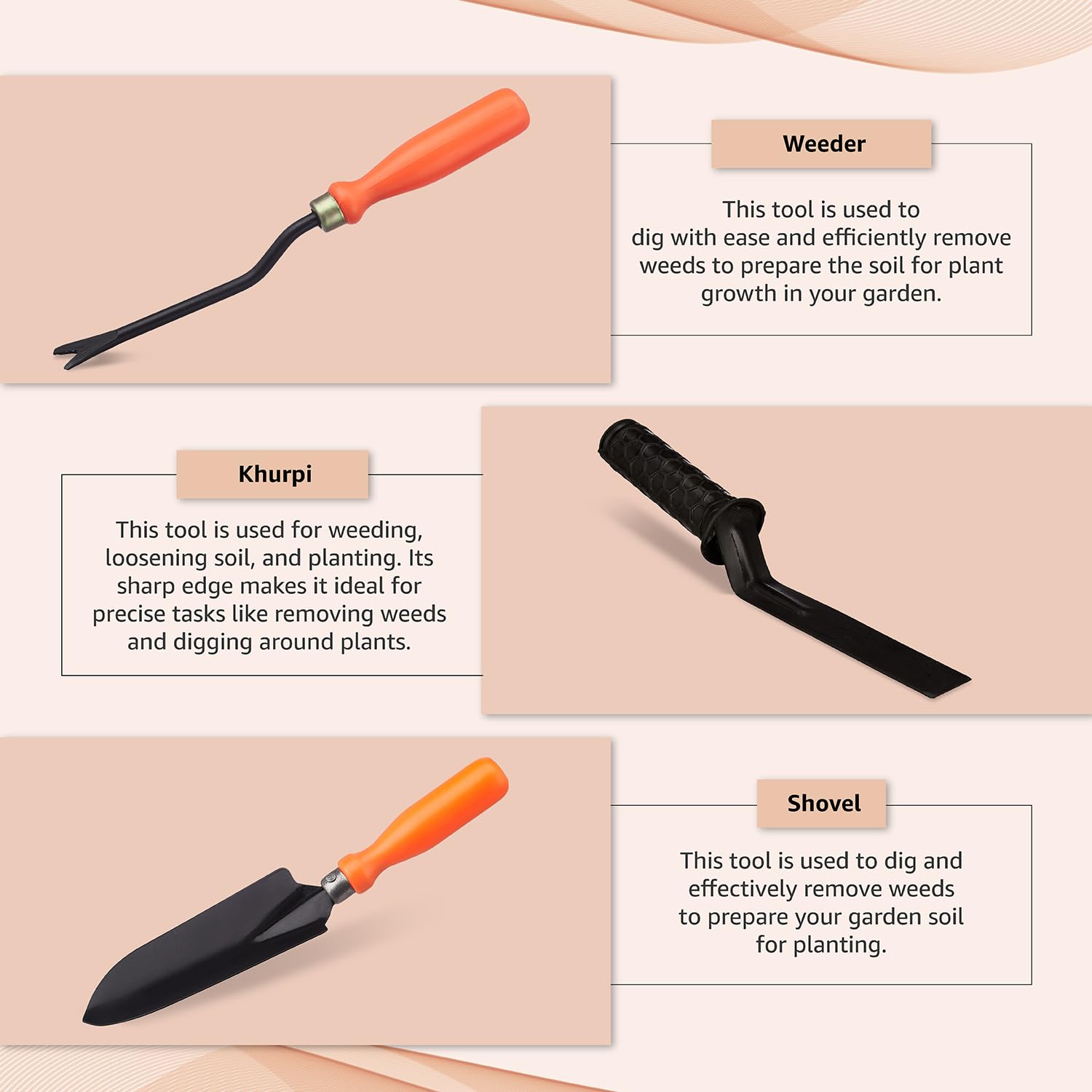 3-Piece Heavy-Duty Gardening Tool Set – Trowel + Cultivator + Hand Fork — For Planting, Transplanting, Digging & Weeding (Home & Terrace Garden Kit)