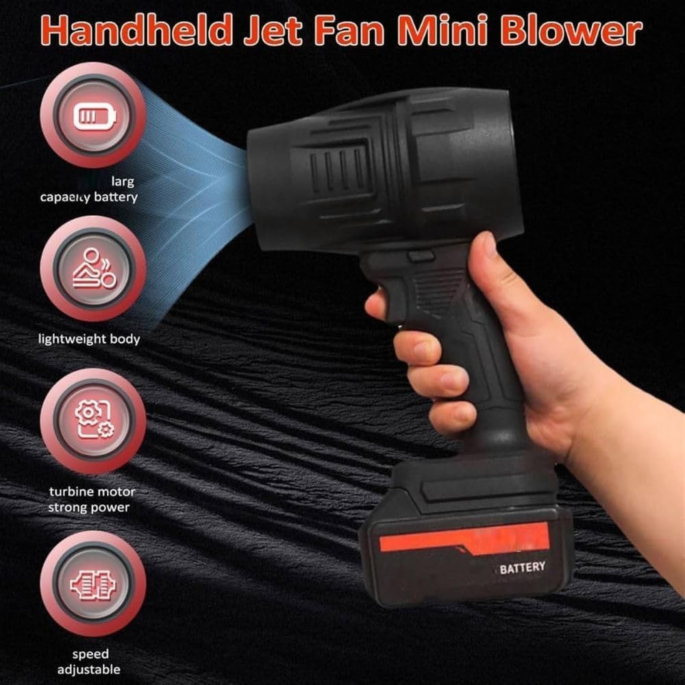 Electric Portable Air Blower,Turbo Jet Blower Cordless 48V,Handheld High Powerful Blow Brushless Motor for Extra runtime,Multipurpose Car,Home Corner, Road Cleaning 24 HRS