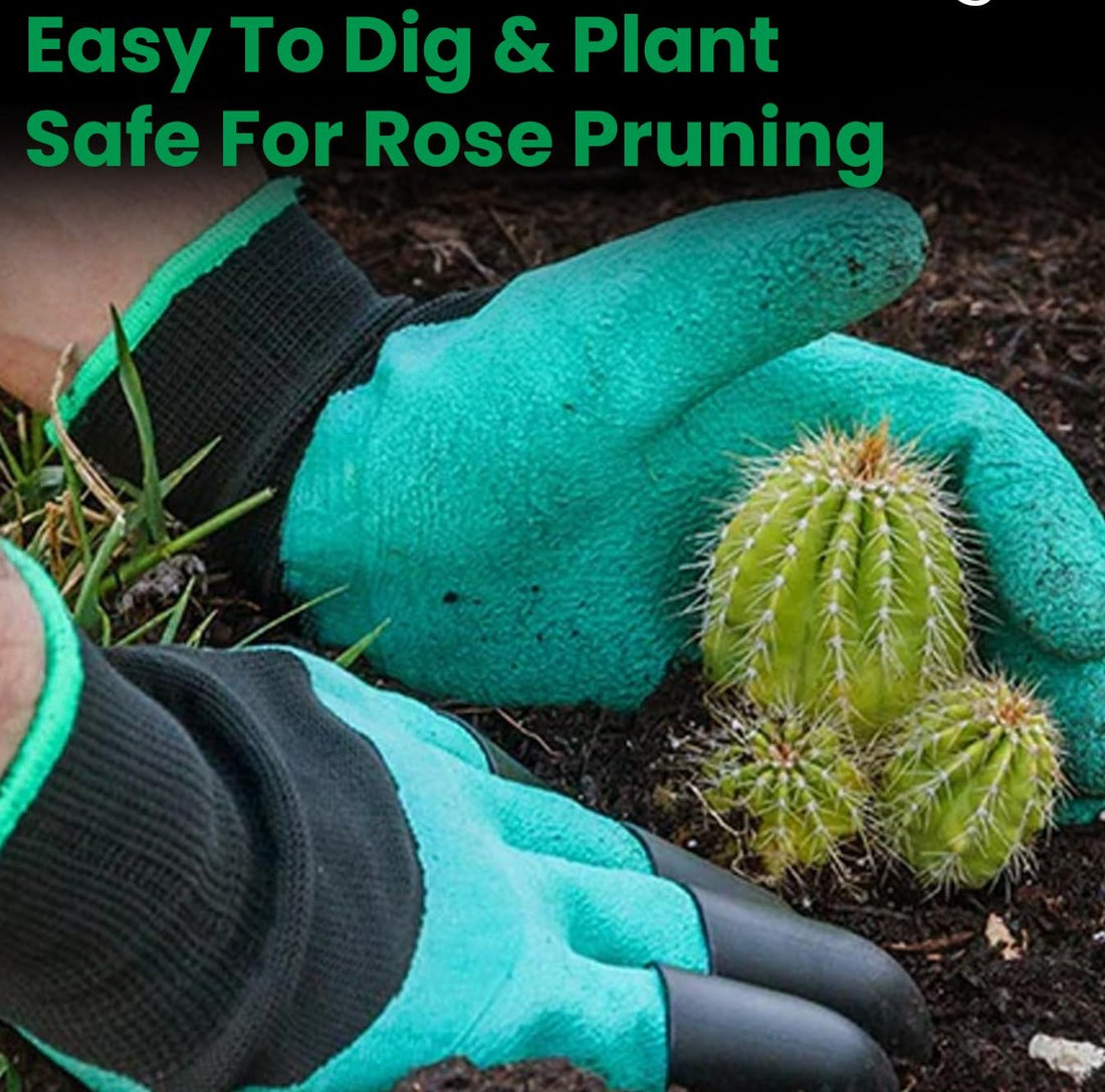 Heavy Duty Garden Claw Gloves with ABS Plastic Fingertips on Right Hand for Digging & Planting, Washable Protective Hand Gloves for Home Garden, Farming & Outdoor Use