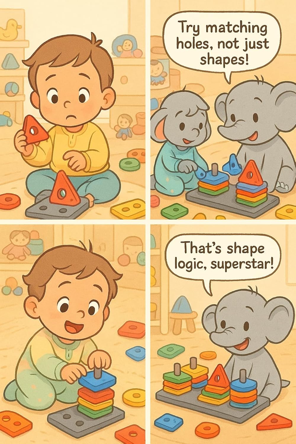 Baby Smart Activity Fun&Learning Blocks Geometrics, Educational & Learning Sorter Toys, Color Choose Stacking Game for Kids Baby, 1 2 3+ Year Activity Toys (Geometric Block)