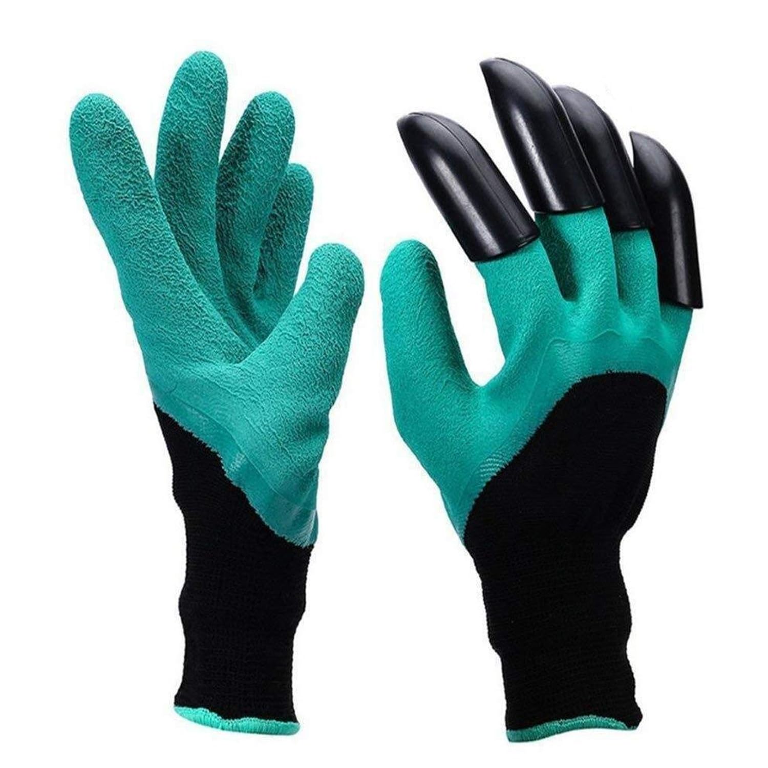 Heavy Duty Garden Claw Gloves with ABS Plastic Fingertips on Right Hand for Digging & Planting, Washable Protective Hand Gloves for Home Garden, Farming & Outdoor Use