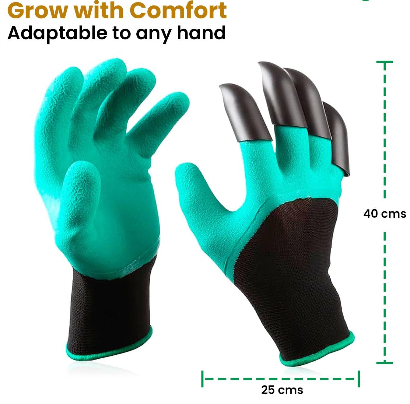 Heavy Duty Garden Claw Gloves with ABS Plastic Fingertips on Right Hand for Digging & Planting, Washable Protective Hand Gloves for Home Garden, Farming & Outdoor Use