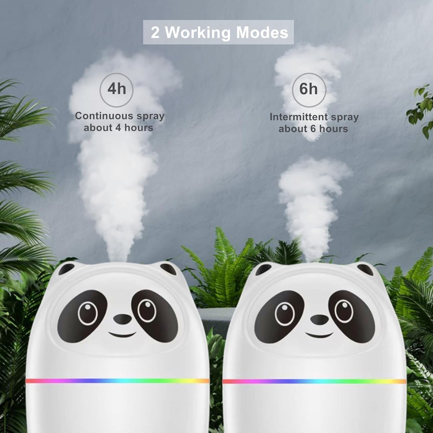 Panda Cool Mist Humidifier & Essential Oil Aroma Diffuser – Ultrasonic Quiet Air Humidifier for Room, Office, Car & Baby | Portable Moisture & Relaxing Night Light for Home (Panda)