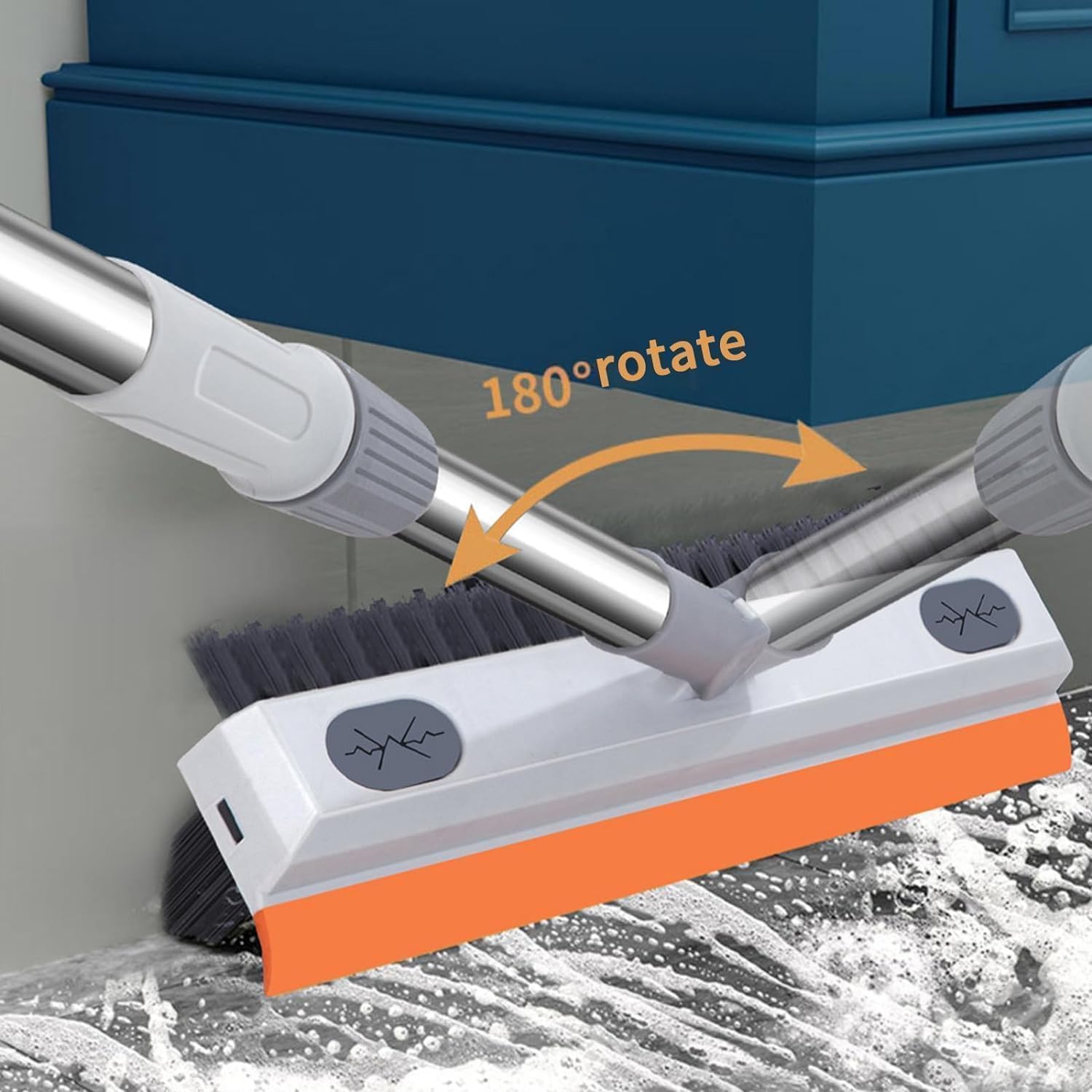 3-in-1 Bathroom Cleaning Brush with Wiper - Long Handle 180° Rotate Toilet Brush, Tiles Cleaning, Floor Scrub for Kitchen and Bathroom Accessories