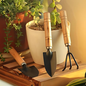 3 Pcs Gardening Tool Set, Hand Tool Kit for Home Gardening, Small Sized Hand Cultivator, Small Trowel & Garden Fork, Perfectly Sized for Kids, Ideal for Home Gardening, Flower Pot and Lawn
