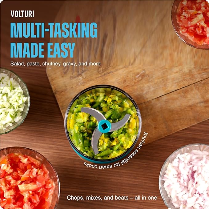 Chopper for Kitchen Use, Push Chopper with 5 Blades, Vegetable Chopper Kitchen Accessories Items for Home Cutting Vegetables, Onion, Ginger, Garlic, Salad, Tomato, Potato