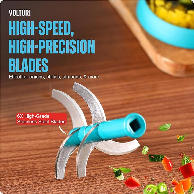 Chopper for Kitchen Use, Push Chopper with 5 Blades, Vegetable Chopper Kitchen Accessories Items for Home Cutting Vegetables, Onion, Ginger, Garlic, Salad, Tomato, Potato