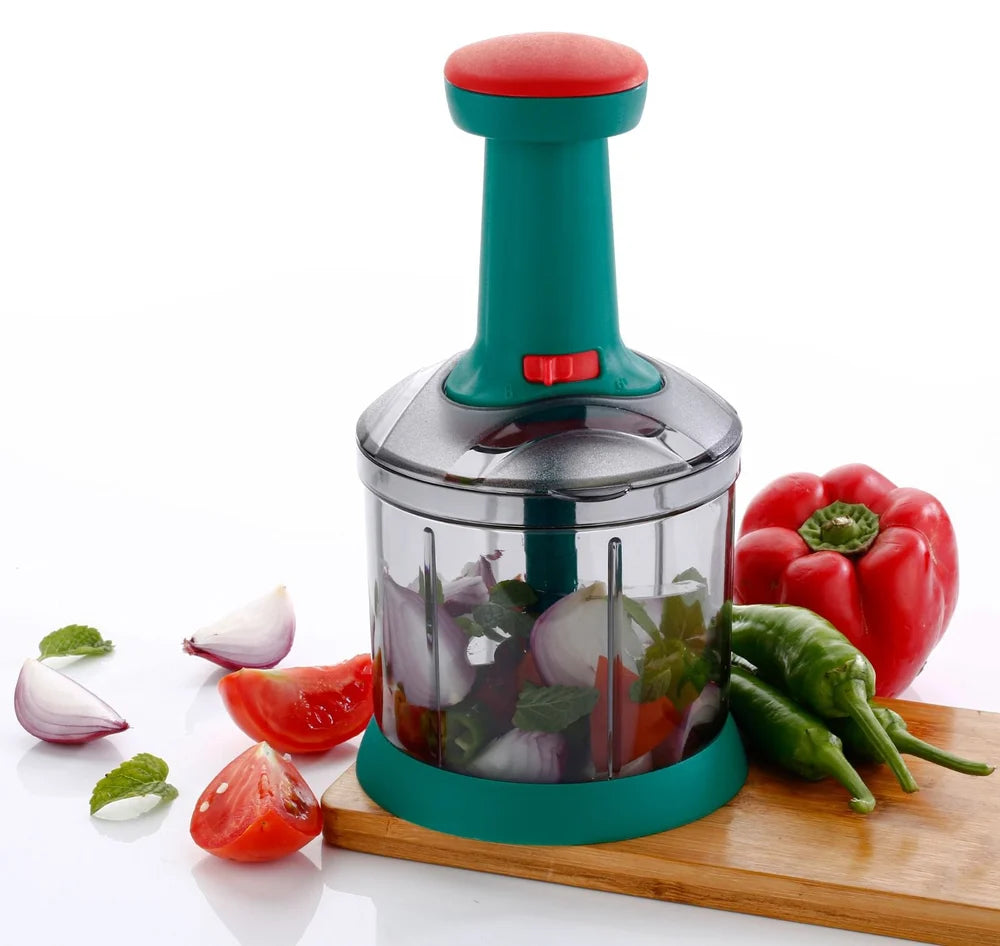 Chopper for Kitchen Use, Push Chopper with 5 Blades, Vegetable Chopper Kitchen Accessories Items for Home Cutting Vegetables, Onion, Ginger, Garlic, Salad, Tomato, Potato