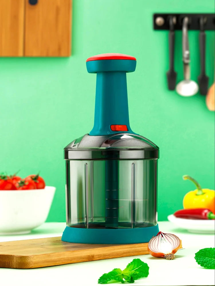Chopper for Kitchen Use, Push Chopper with 5 Blades, Vegetable Chopper Kitchen Accessories Items for Home Cutting Vegetables, Onion, Ginger, Garlic, Salad, Tomato, Potato